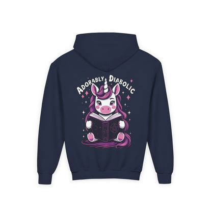 Adorably Diabolic Unicorn Magic - Youth Heavy Blend Hooded Sweatshirt