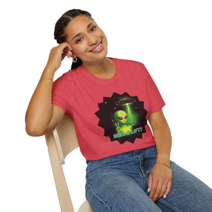 Cool Alien Peace Sign - Need a Lift - Unisex Softstyle T-Shirt