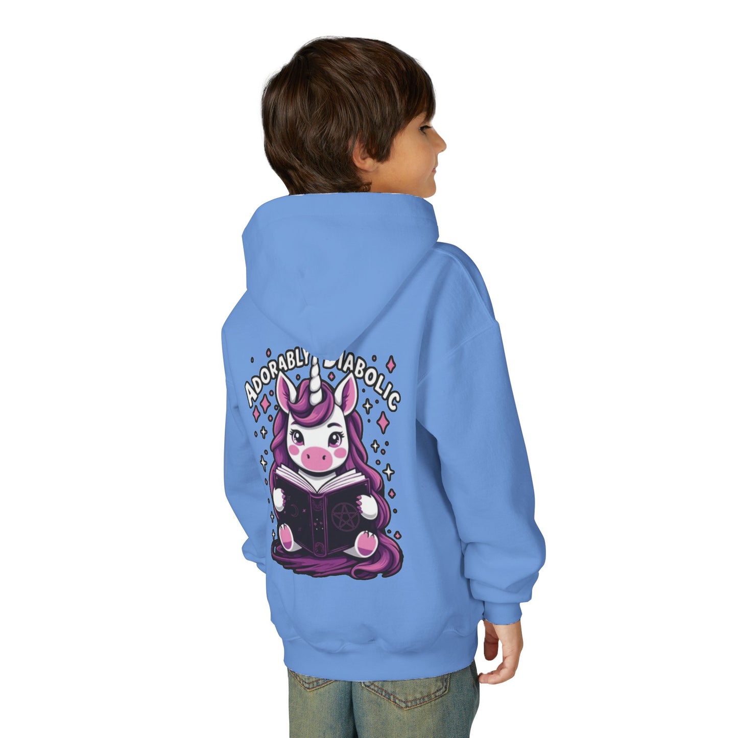 Adorably Diabolic Unicorn Magic - Youth Heavy Blend Hooded Sweatshirt