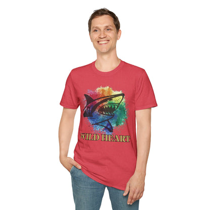 Wild Heart Collection - Shark Color Splash Unisex Softstyle Graphic T-Shirt