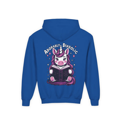 Adorably Diabolic Unicorn Magic - Youth Heavy Blend Hooded Sweatshirt