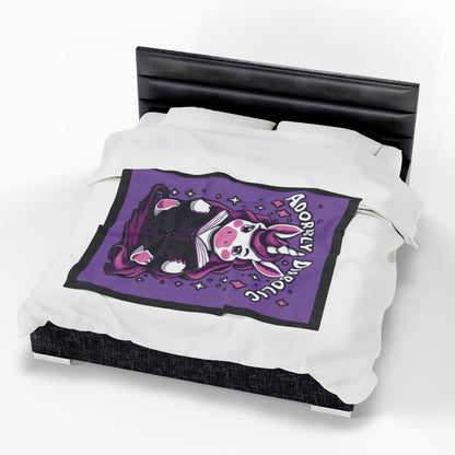 Adorably Diabolic Unicorn - Velveteen Plush Blanket