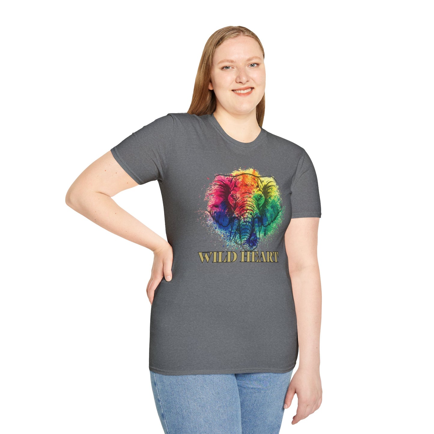 Wild Heart Collection - Elephant Color Splash Unisex Softstyle Graphic T-Shirt