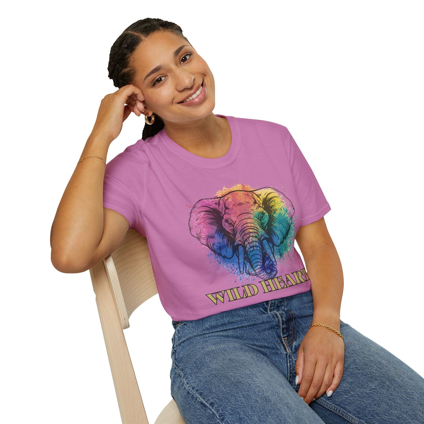Wild Heart Collection - Elephant Color Splash Unisex Softstyle Graphic T-Shirt