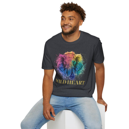 Wild Heart Collection - Elephant Color Splash Unisex Softstyle Graphic T-Shirt