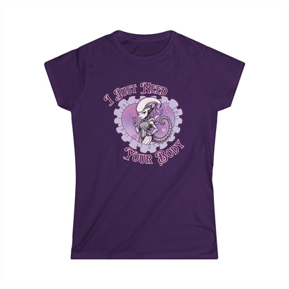 Alien Women's Softstyle Tee - Cute Xenomorph "I Just Need Your Body" Graphic Tee