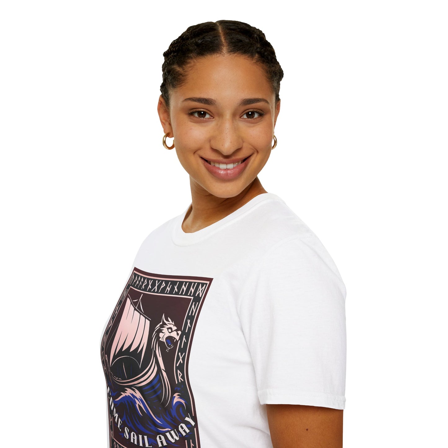 Nordic Runes Viking Ship - Unisex Softstyle T-Shirt