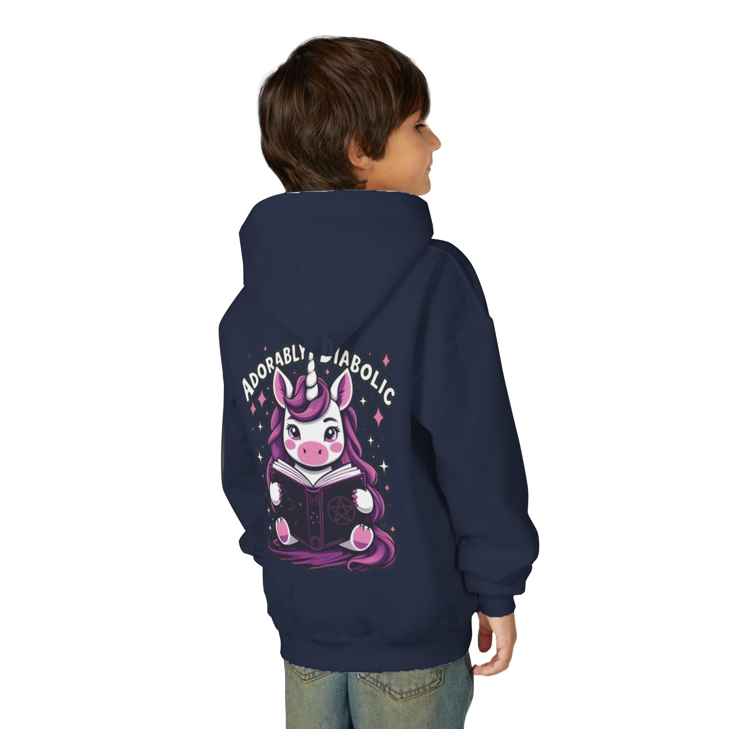 Adorably Diabolic Unicorn Magic - Youth Heavy Blend Hooded Sweatshirt
