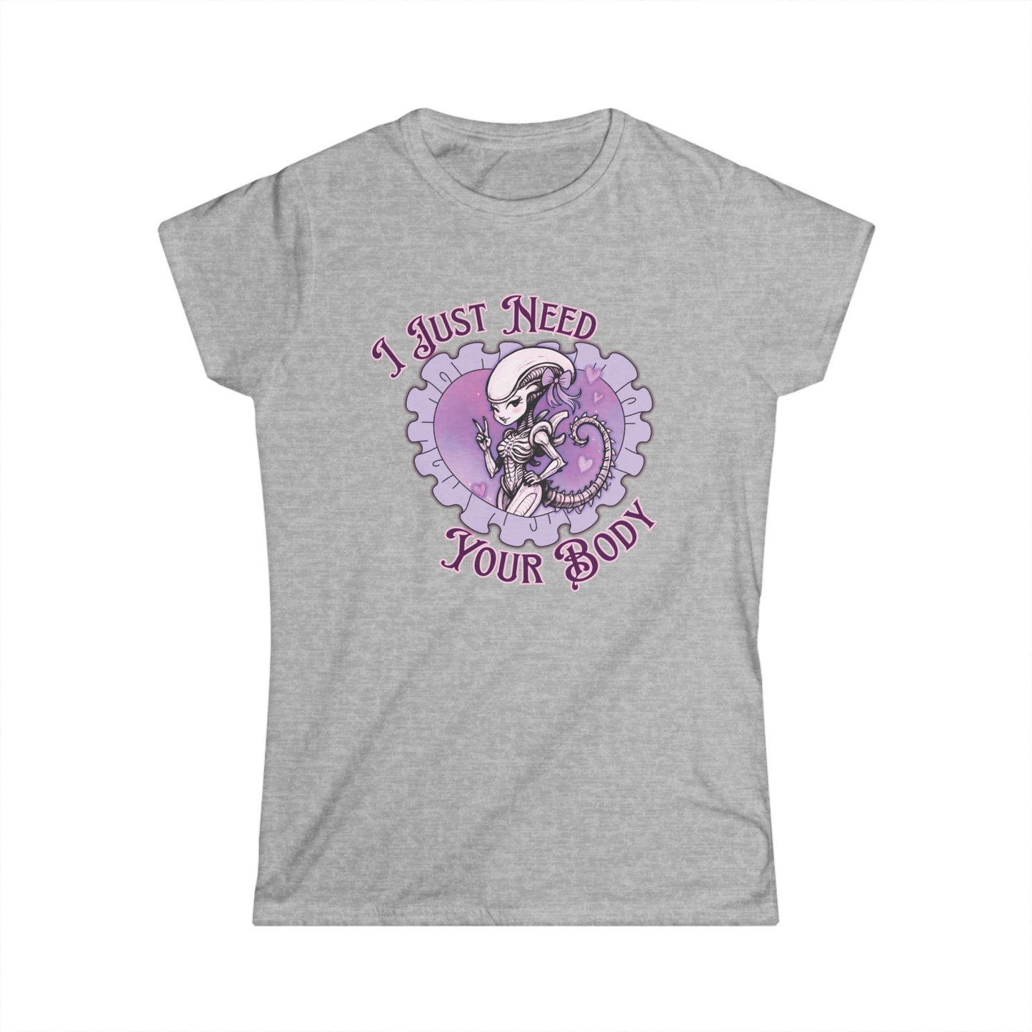 Alien Women's Softstyle Tee - Cute Xenomorph "I Just Need Your Body" Graphic Tee