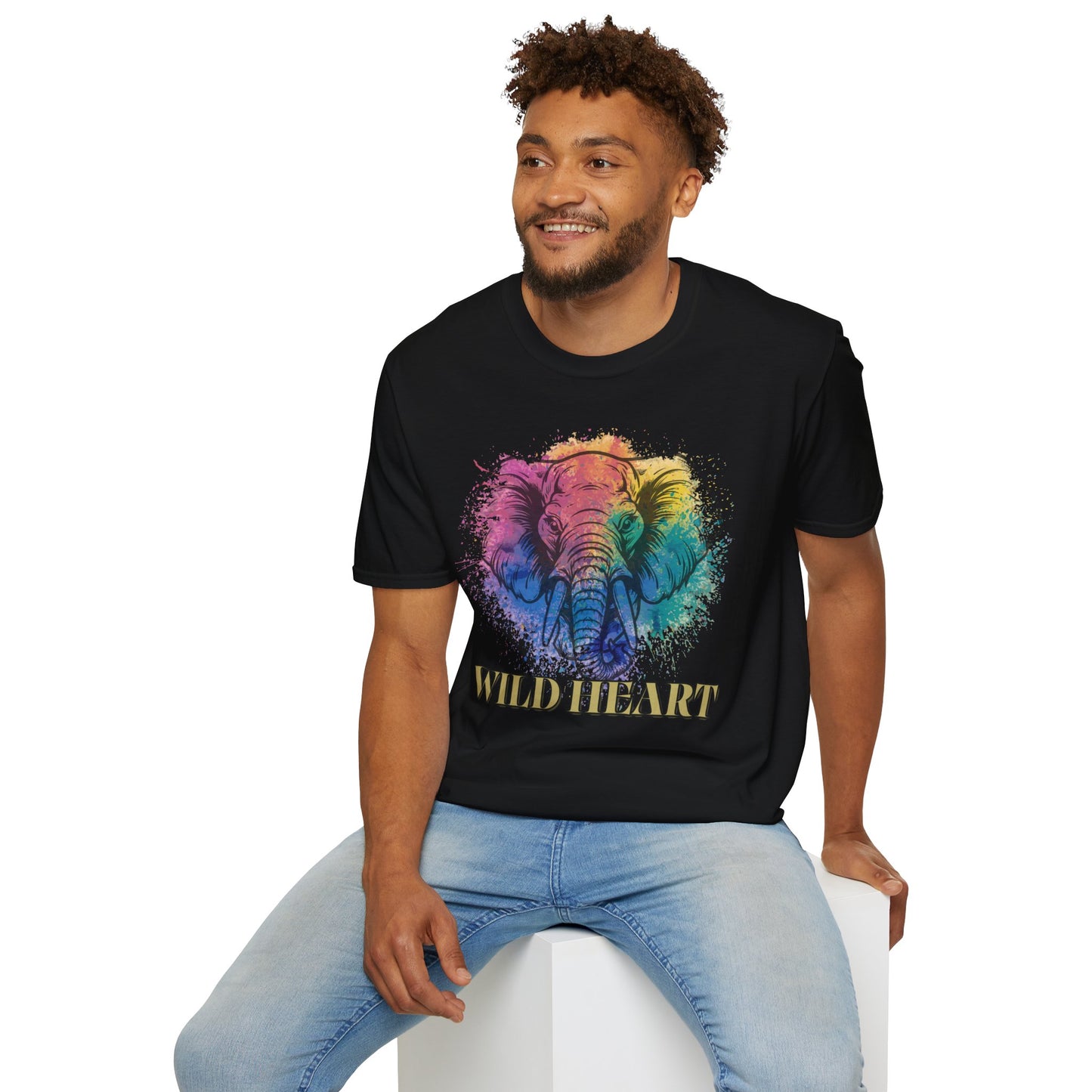 Wild Heart Collection - Elephant Color Splash Unisex Softstyle Graphic T-Shirt