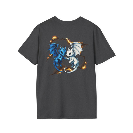 Front and Back Cute Pocket Dragon - Unisex Softstyle T-Shirt