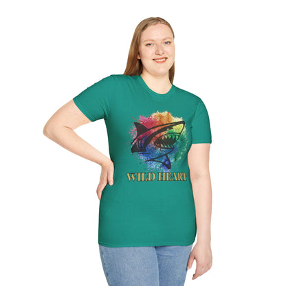 Wild Heart Collection - Shark Color Splash Unisex Softstyle Graphic T-Shirt