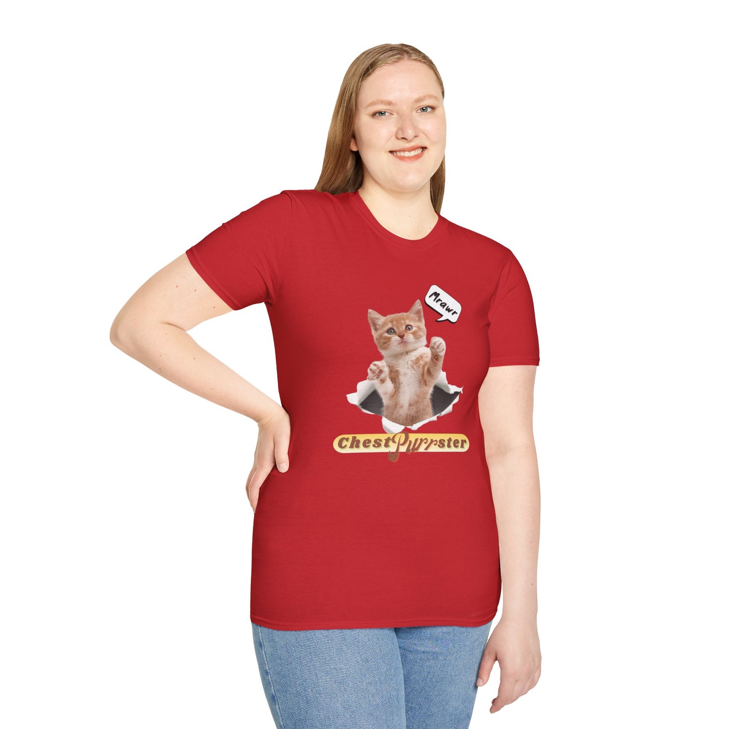 Cute Kitten ChestPurrster Pun - Unisex Softstyle T-Shirt