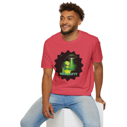 Cool Alien Peace Sign - Need a Lift - Unisex Softstyle T-Shirt