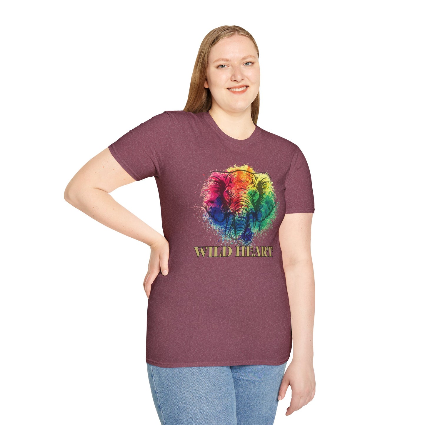 Wild Heart Collection - Elephant Color Splash Unisex Softstyle Graphic T-Shirt