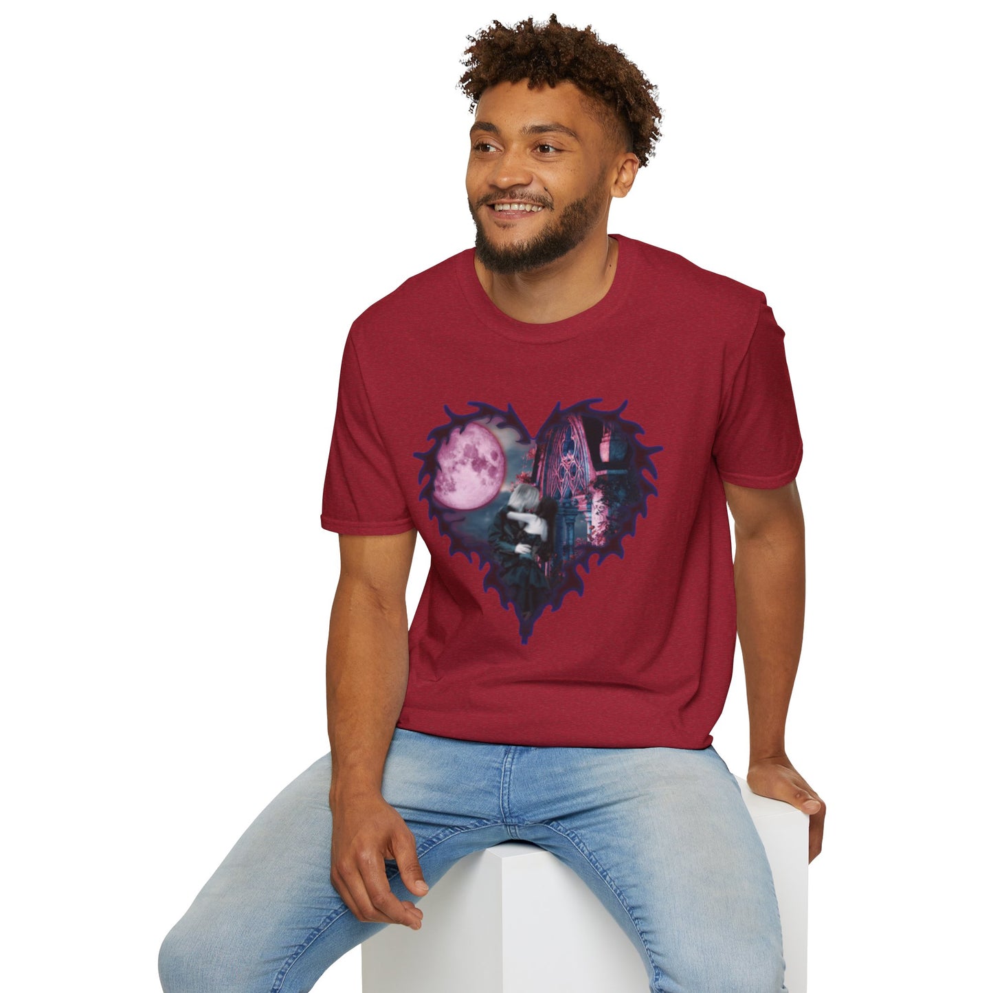 Gothic Couple Under the Moon - Unisex Softstyle T-Shirt