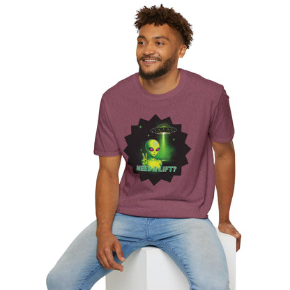 Cool Alien Peace Sign - Need a Lift - Unisex Softstyle T-Shirt