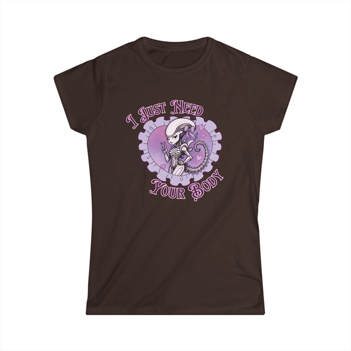Alien Women's Softstyle Tee - Cute Xenomorph "I Just Need Your Body" Graphic Tee