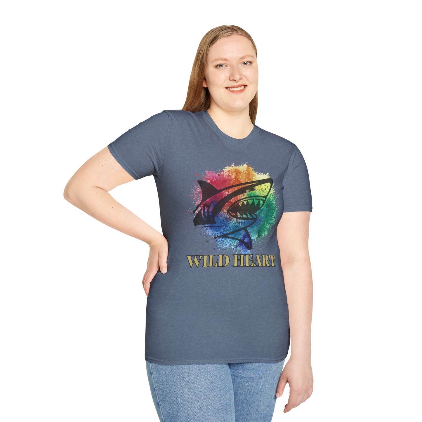 Wild Heart Collection - Shark Color Splash Unisex Softstyle Graphic T-Shirt