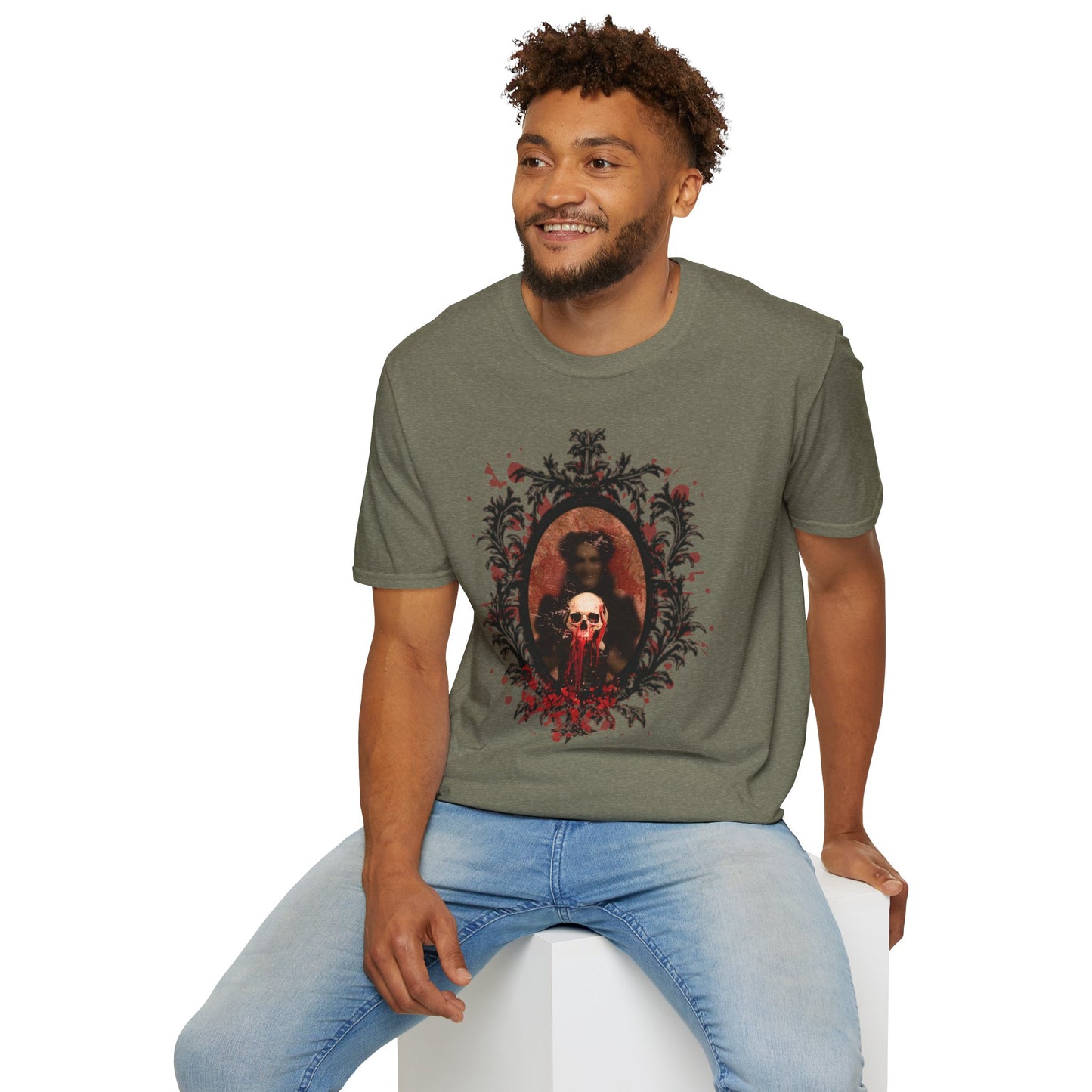 Vintage Gothic Skull Frame - Unisex Softstyle T-Shirt