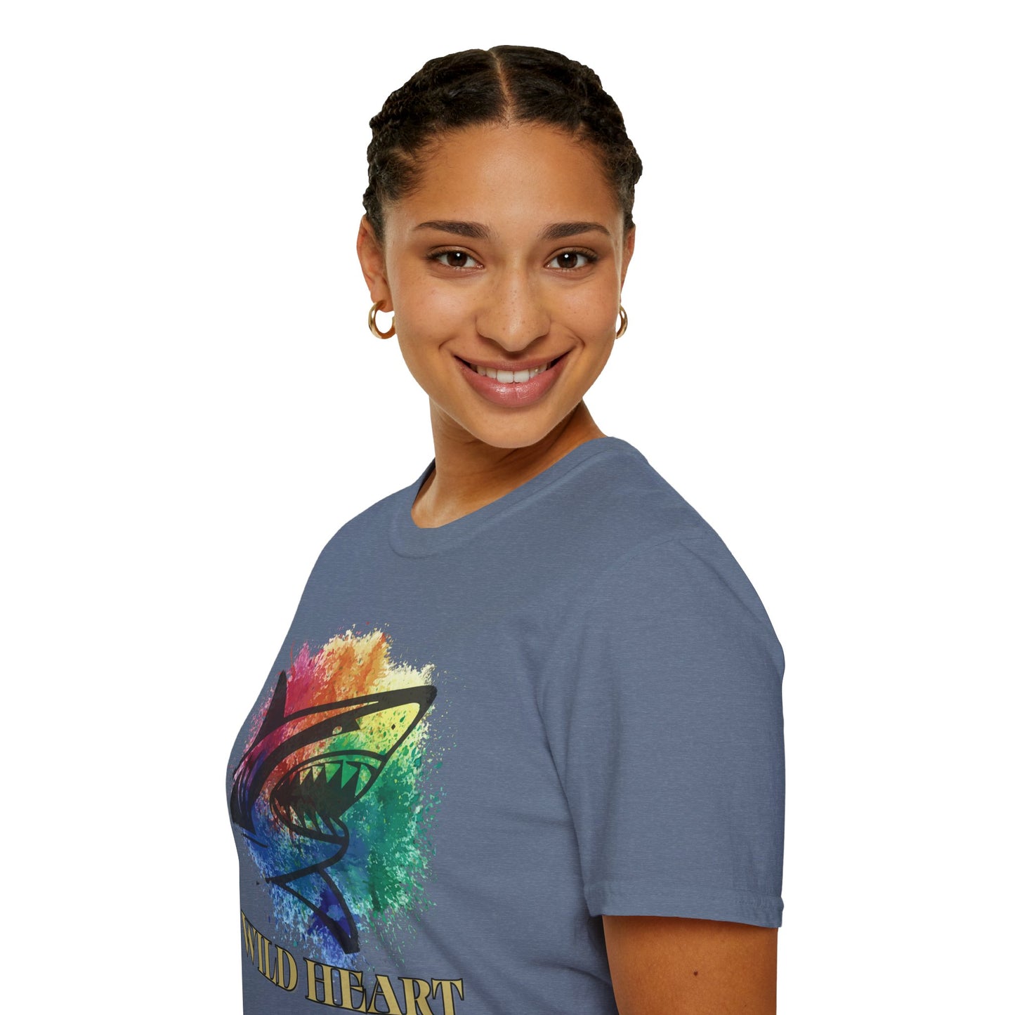 Wild Heart Collection - Shark Color Splash Unisex Softstyle Graphic T-Shirt