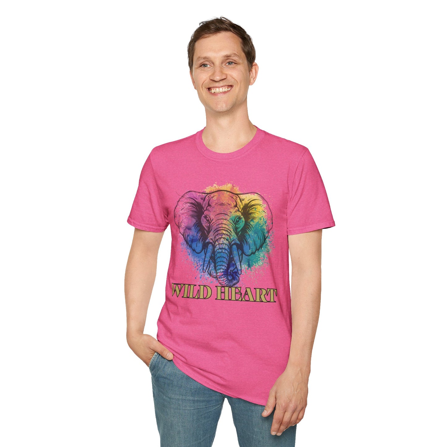 Wild Heart Collection - Elephant Color Splash Unisex Softstyle Graphic T-Shirt