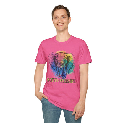 Wild Heart Collection - Elephant Color Splash Unisex Softstyle Graphic T-Shirt