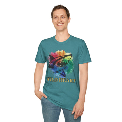 Wild Heart Collection - Shark Color Splash Unisex Softstyle Graphic T-Shirt