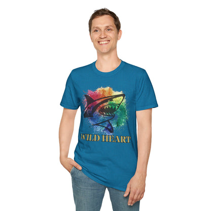 Wild Heart Collection - Shark Color Splash Unisex Softstyle Graphic T-Shirt
