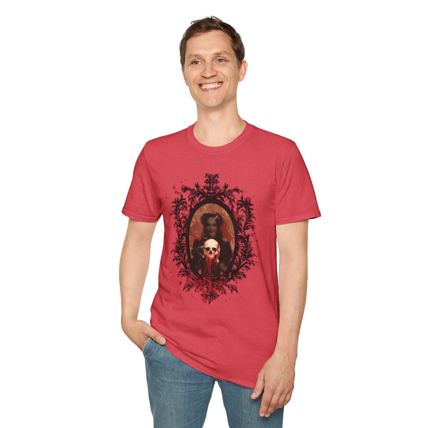 Vintage Gothic Skull Frame - Unisex Softstyle T-Shirt