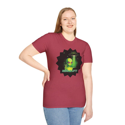 Cool Alien Peace Sign - Need a Lift - Unisex Softstyle T-Shirt
