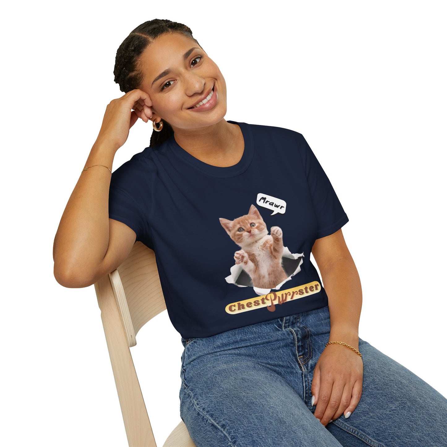 Cute Kitten ChestPurrster Pun - Unisex Softstyle T-Shirt
