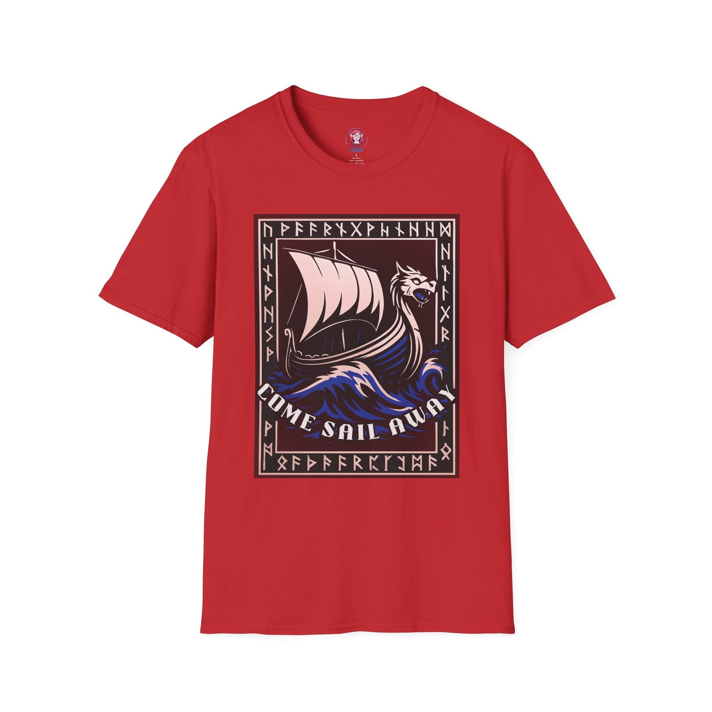 Nordic Runes Viking Ship - Unisex Softstyle T-Shirt