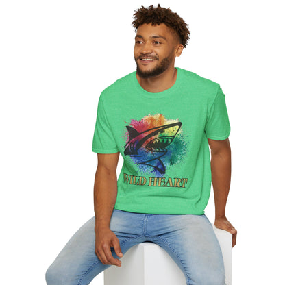 Wild Heart Collection - Shark Color Splash Unisex Softstyle Graphic T-Shirt