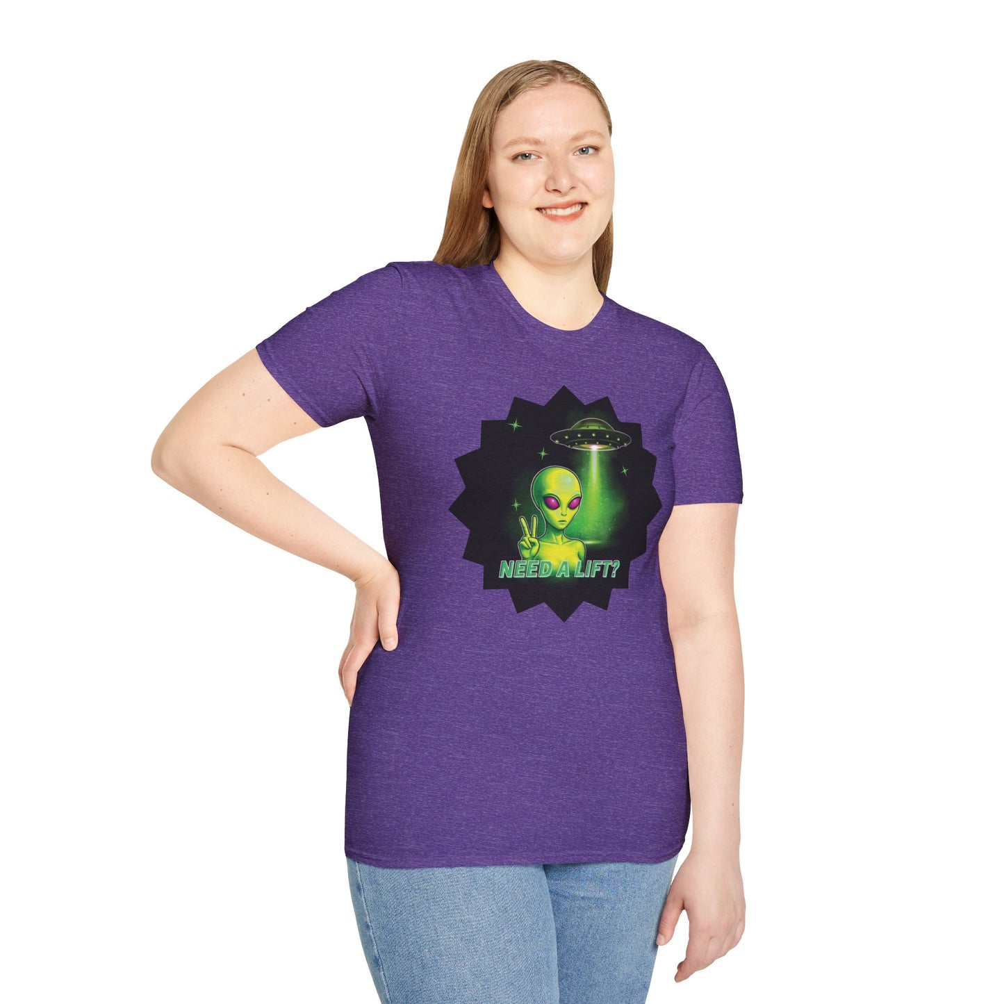 Cool Alien Peace Sign - Need a Lift - Unisex Softstyle T-Shirt