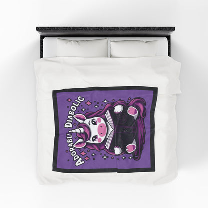 Adorably Diabolic Unicorn - Velveteen Plush Blanket