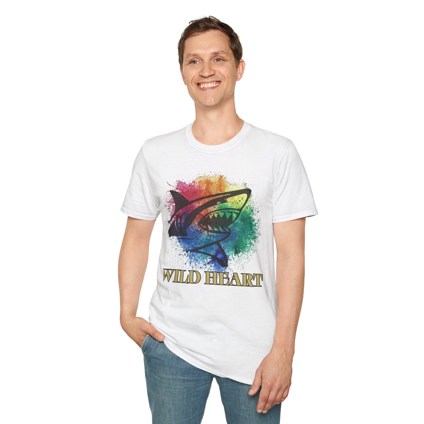 Wild Heart Collection - Shark Color Splash Unisex Softstyle Graphic T-Shirt