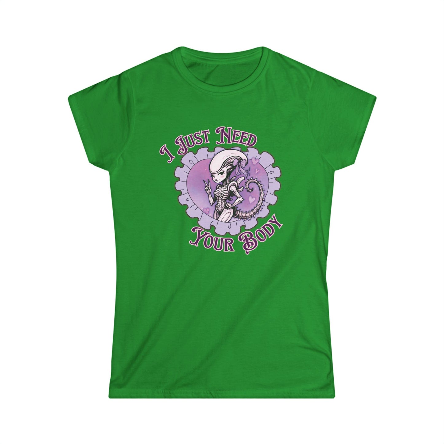 Alien Women's Softstyle Tee - Cute Xenomorph "I Just Need Your Body" Graphic Tee