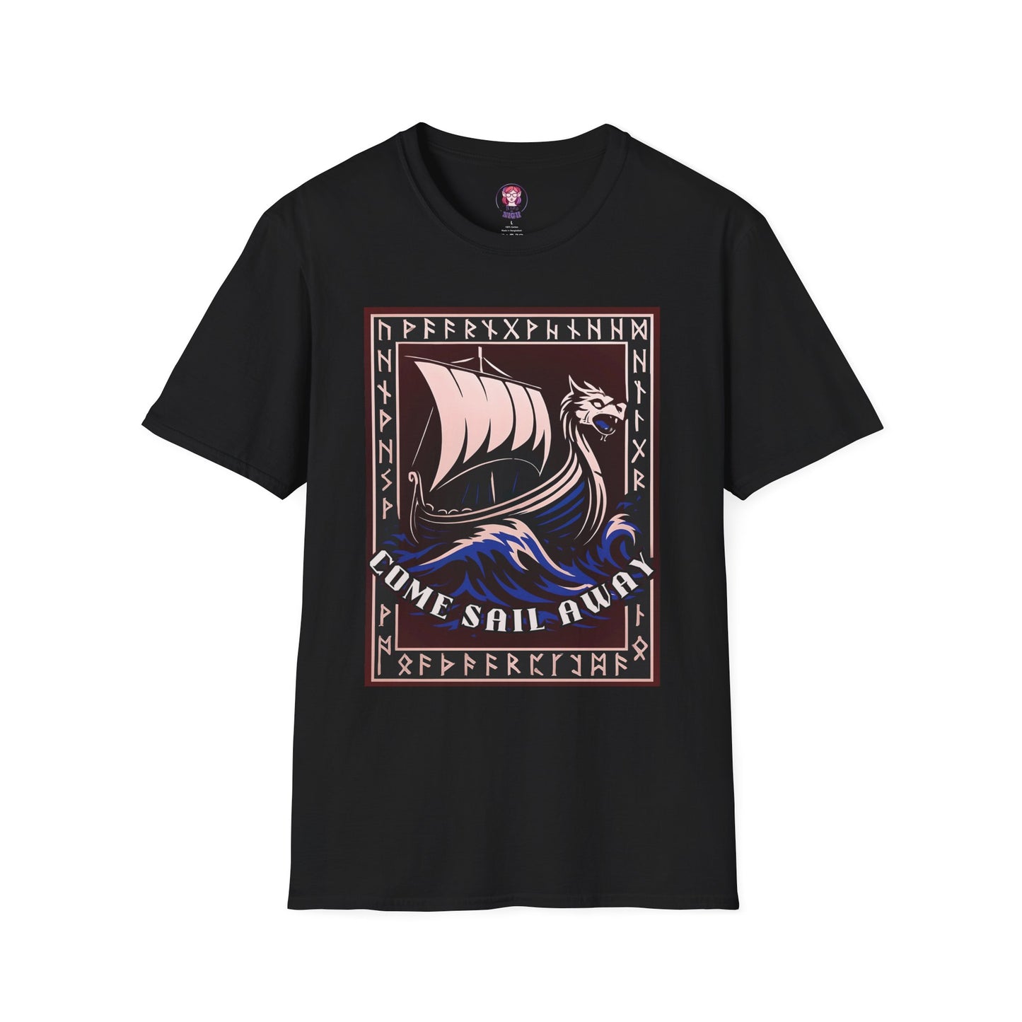 Nordic Runes Viking Ship - Unisex Softstyle T-Shirt