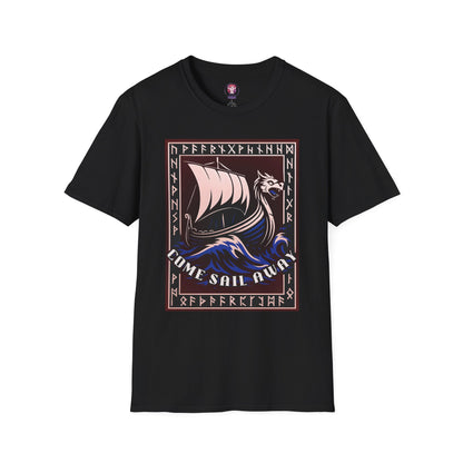 Nordic Runes Viking Ship - Unisex Softstyle T-Shirt