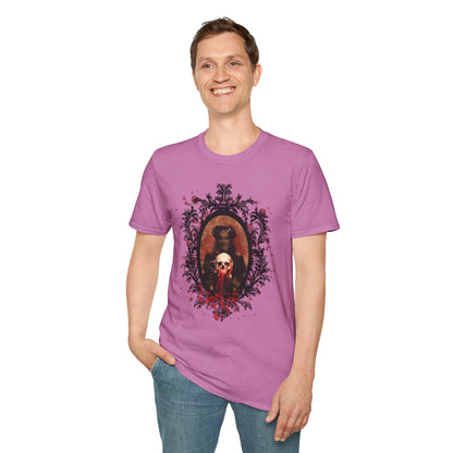 Vintage Gothic Skull Frame - Unisex Softstyle T-Shirt