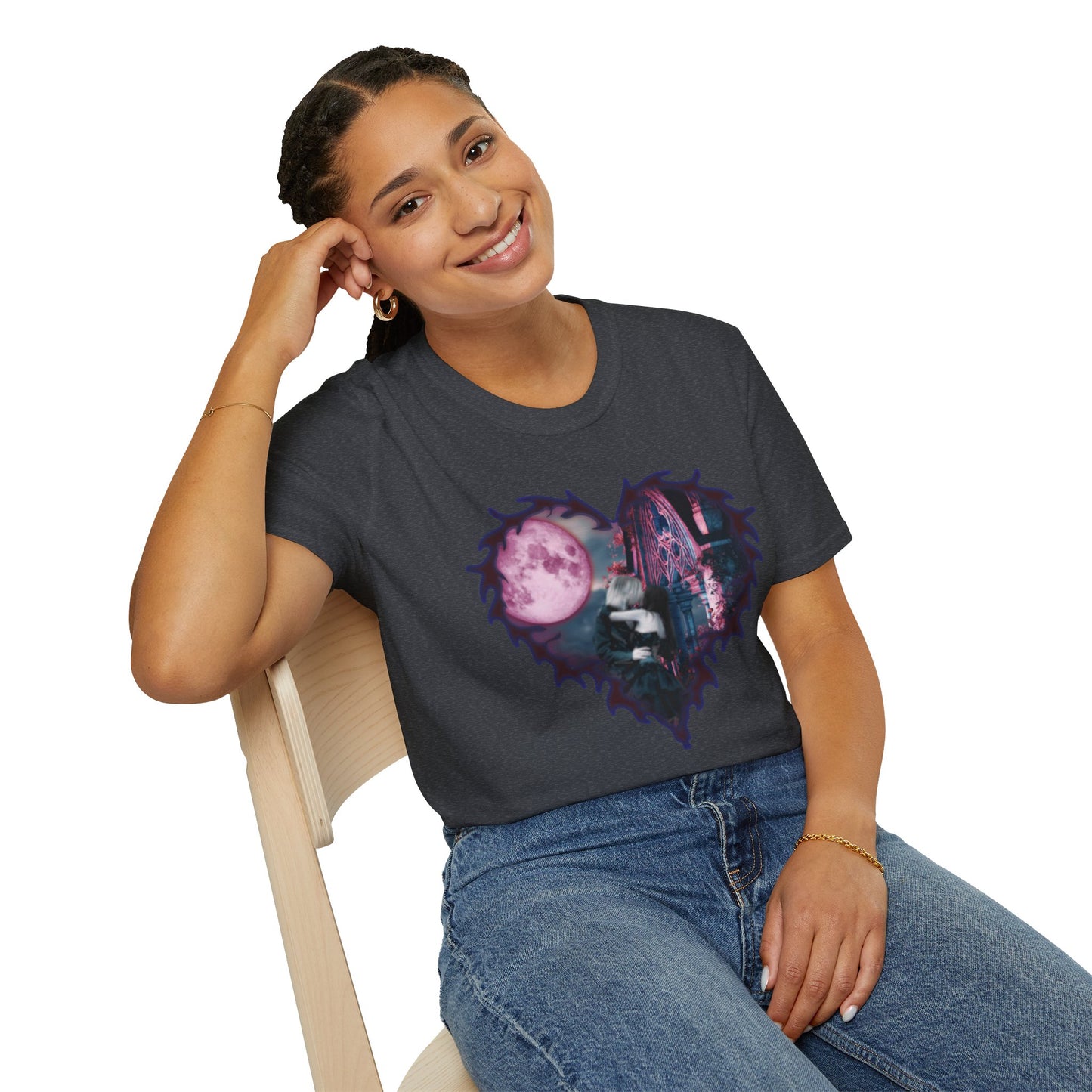 Gothic Couple Under the Moon - Unisex Softstyle T-Shirt