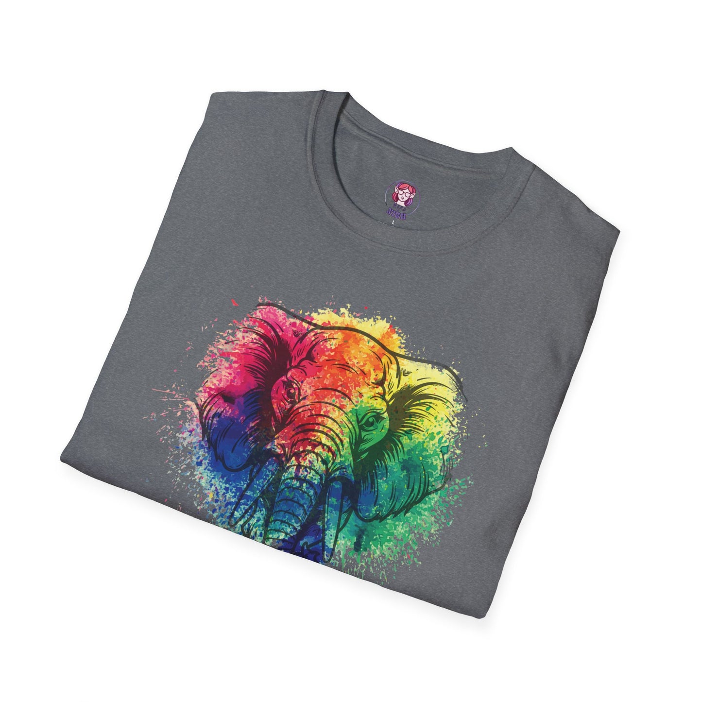 Wild Heart Collection - Elephant Color Splash Unisex Softstyle Graphic T-Shirt