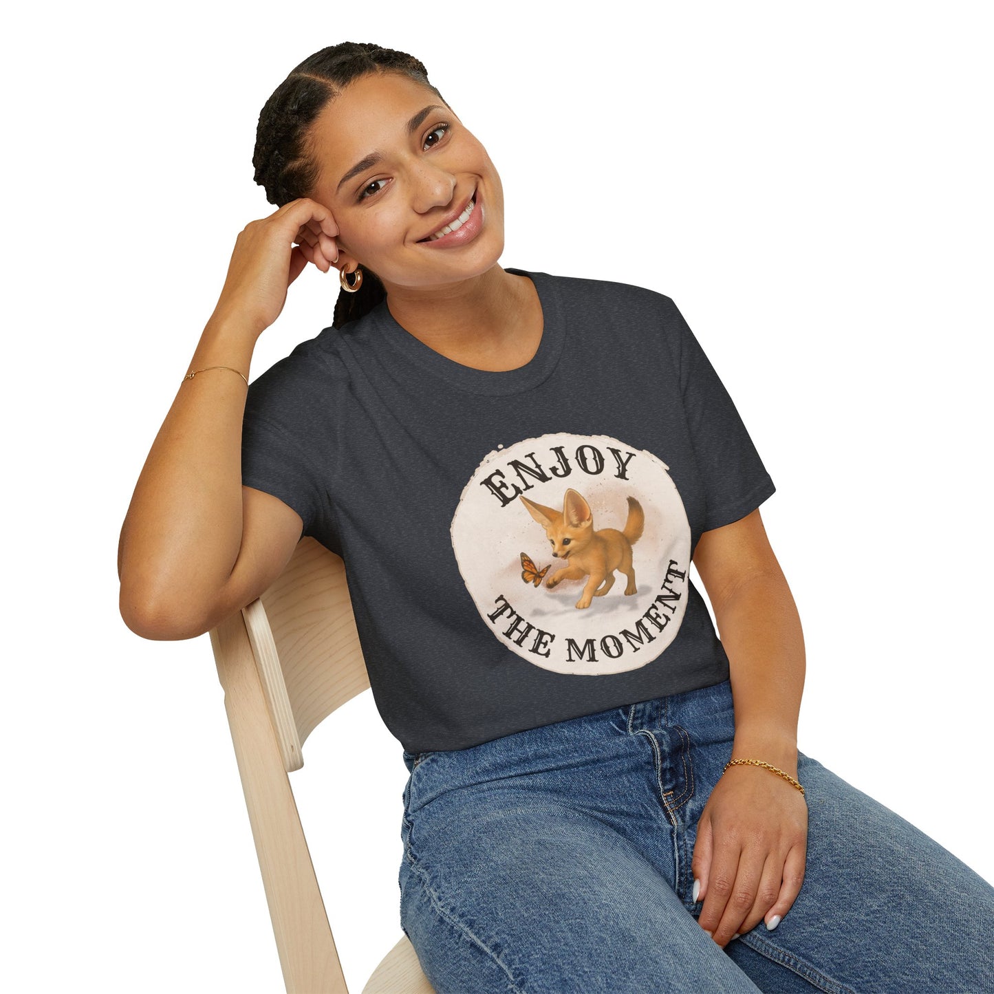 Cute Fox Enjoy the Moment - Unisex Softstyle T-Shirt