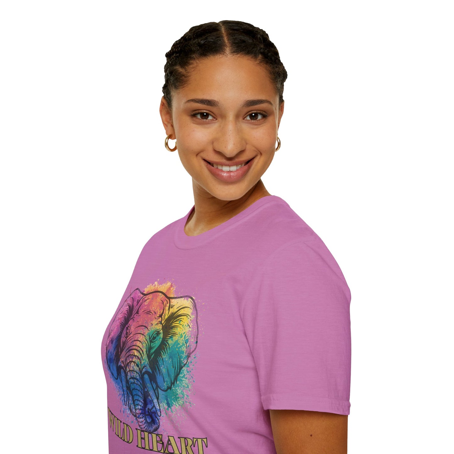 Wild Heart Collection - Elephant Color Splash Unisex Softstyle Graphic T-Shirt