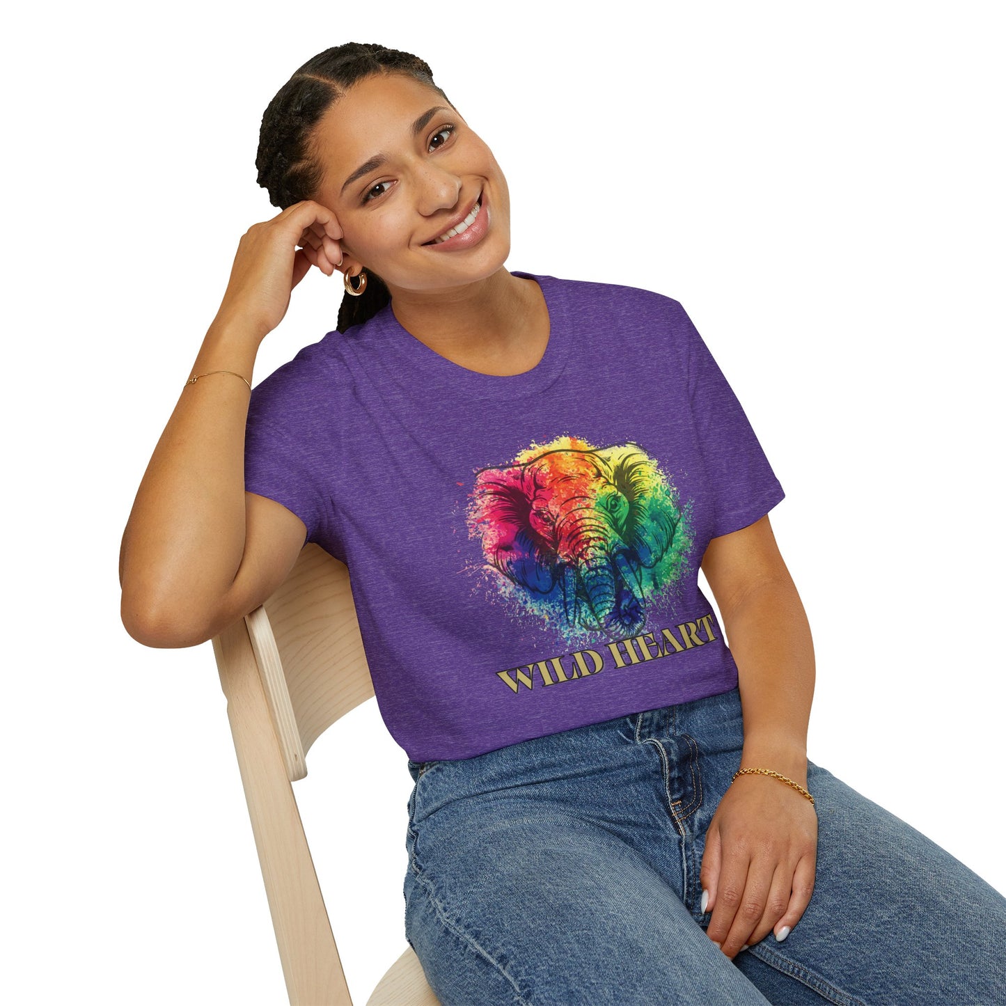 Wild Heart Collection - Elephant Color Splash Unisex Softstyle Graphic T-Shirt