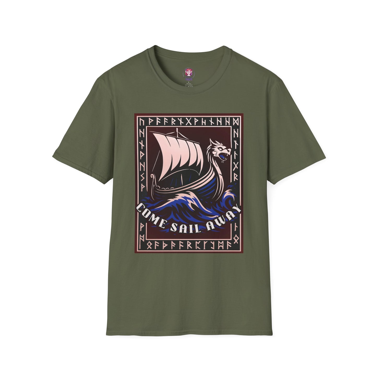 Nordic Runes Viking Ship - Unisex Softstyle T-Shirt