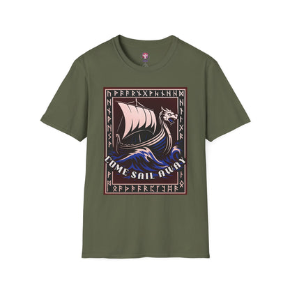 Nordic Runes Viking Ship - Unisex Softstyle T-Shirt