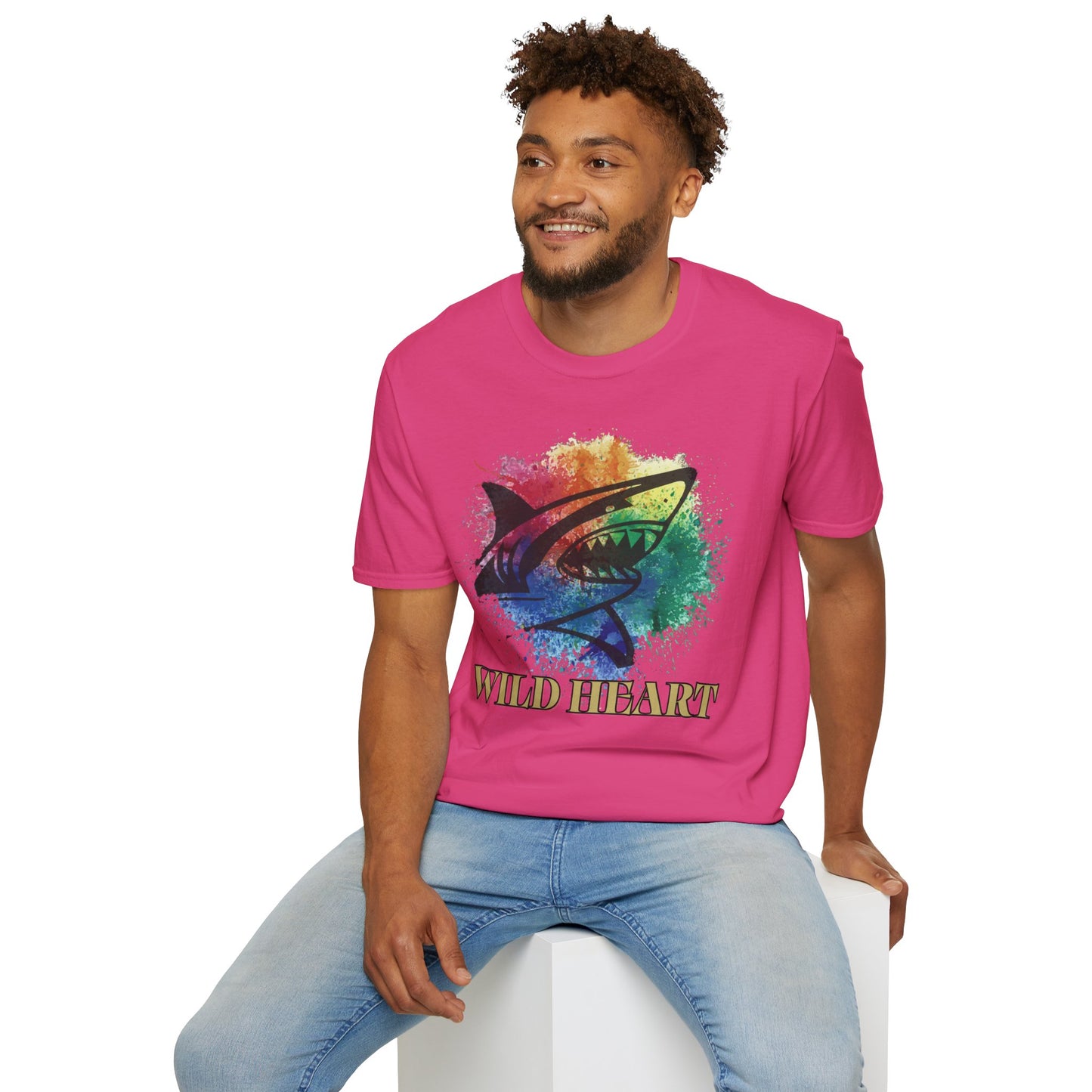 Wild Heart Collection - Shark Color Splash Unisex Softstyle Graphic T-Shirt