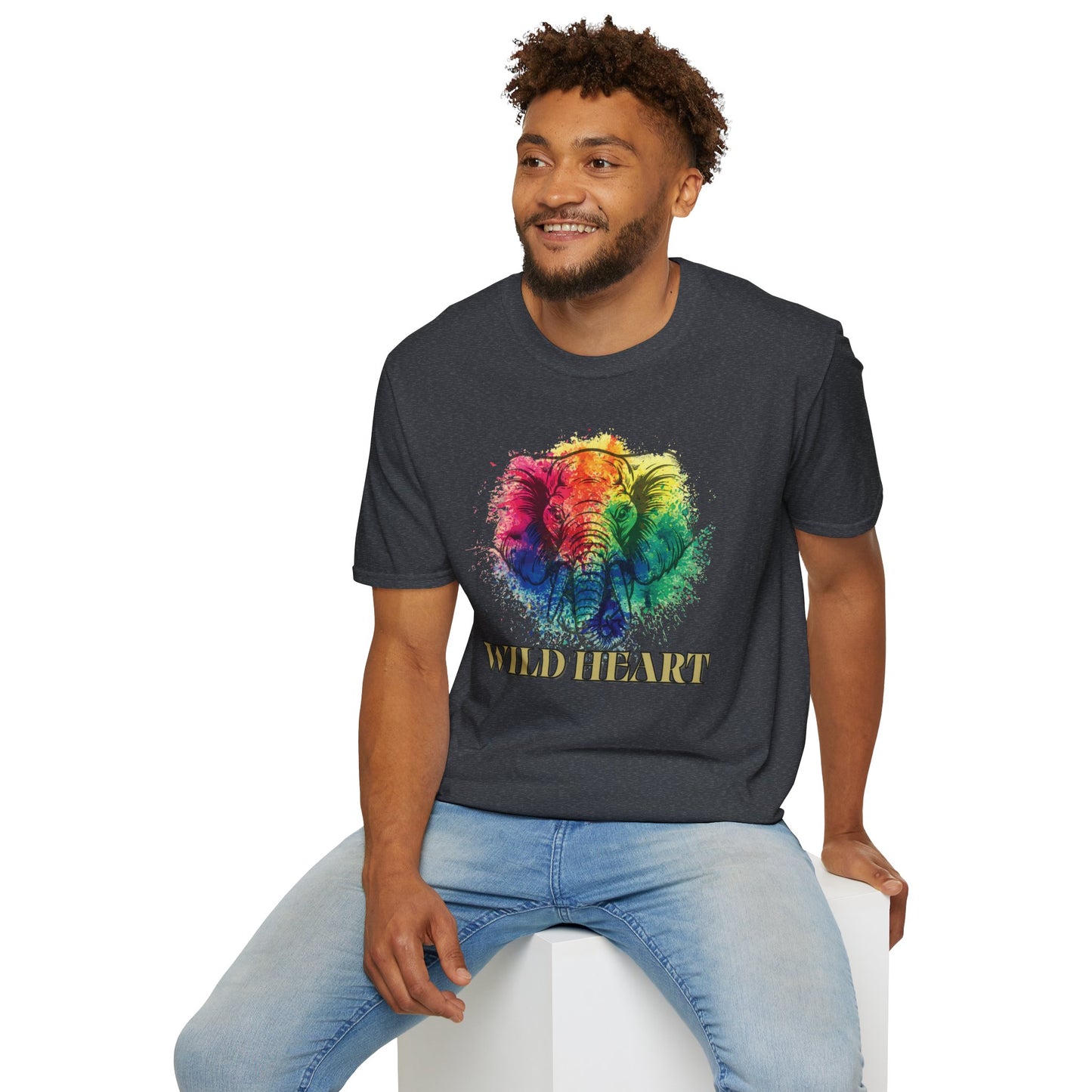Wild Heart Collection - Elephant Color Splash Unisex Softstyle Graphic T-Shirt